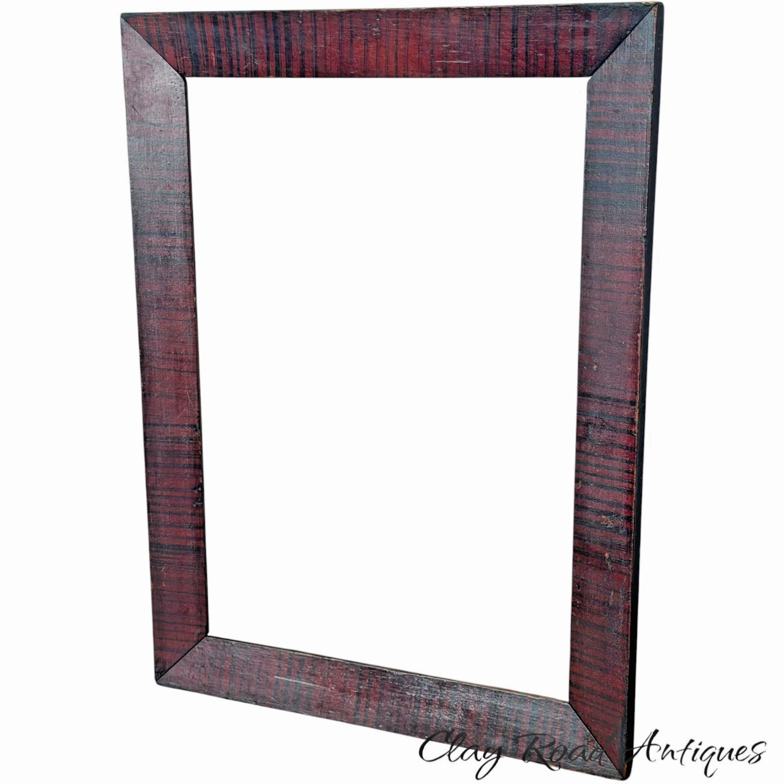 antique 19th century folk art frame original red paint decoration softwood PA antique 19th century folk art frame original red paint decoration softwood PA