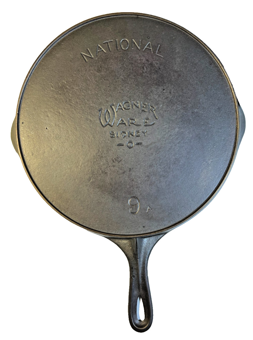 Antique Wagner Ware National No # 9 Cast Iron Skillet Sidney O Dual Logo FLAT