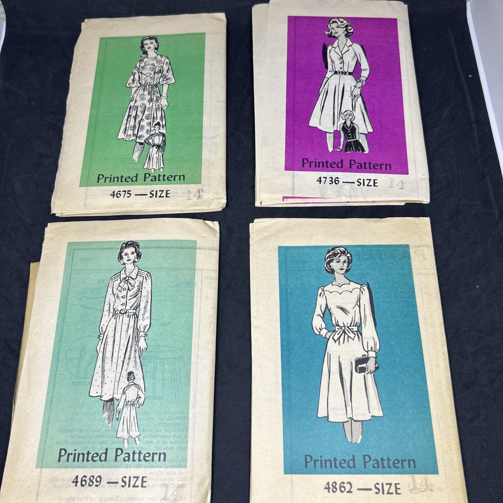 VTG Mail Order Sewing Patterns Dresses 1980S Lot #4675,#4736,#4689,#4862 Size 14 VTG Mail Order Sewing Patterns Dresses 1980S Lot #4675,#4736,#4689,#4862 Size 14