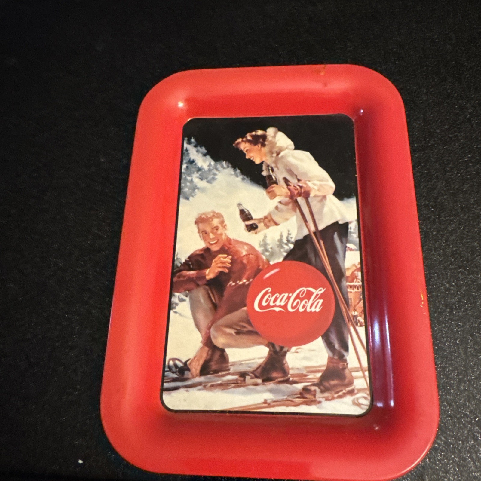 Vintage 1990s Coca-Cola Skiing Theme Metal Serving Tray Vintage 1990s Coca-Cola Skiing Theme Metal Serving Tray