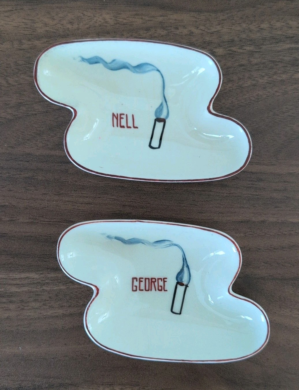 Vintage Nell And George Ashtrays Set Of 2- 4\