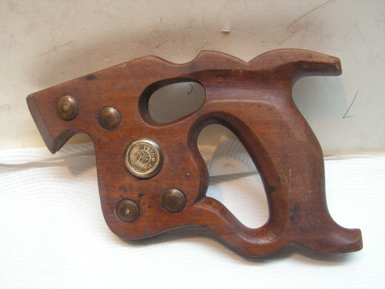 Thumbhole Saw Handle w/ nuts DISSTON PHILA hand saw Vintage Tools