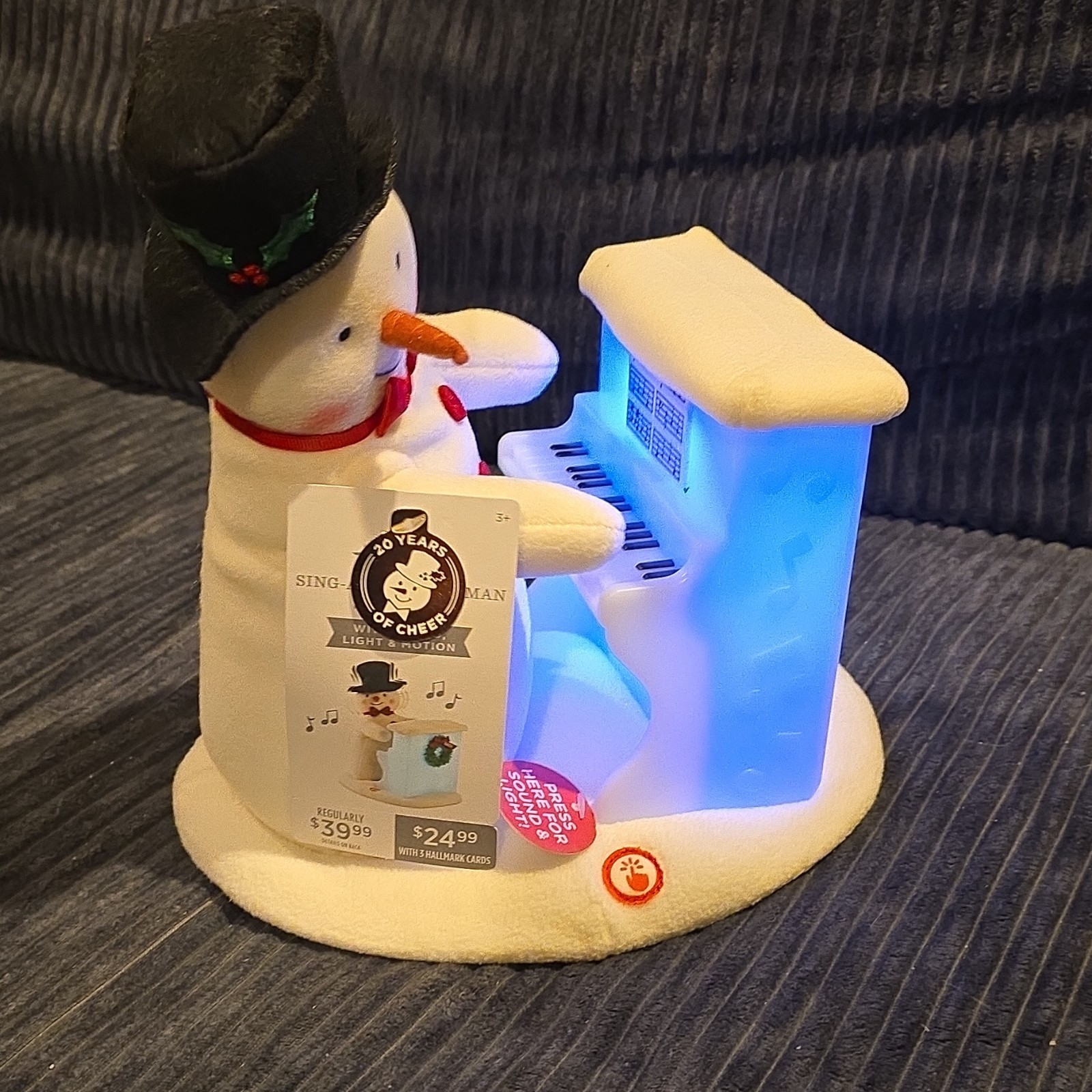 2023 Hallmark 20th Anniv Sing-Along Jingle Pals Snowman Plush Sound Light Motion