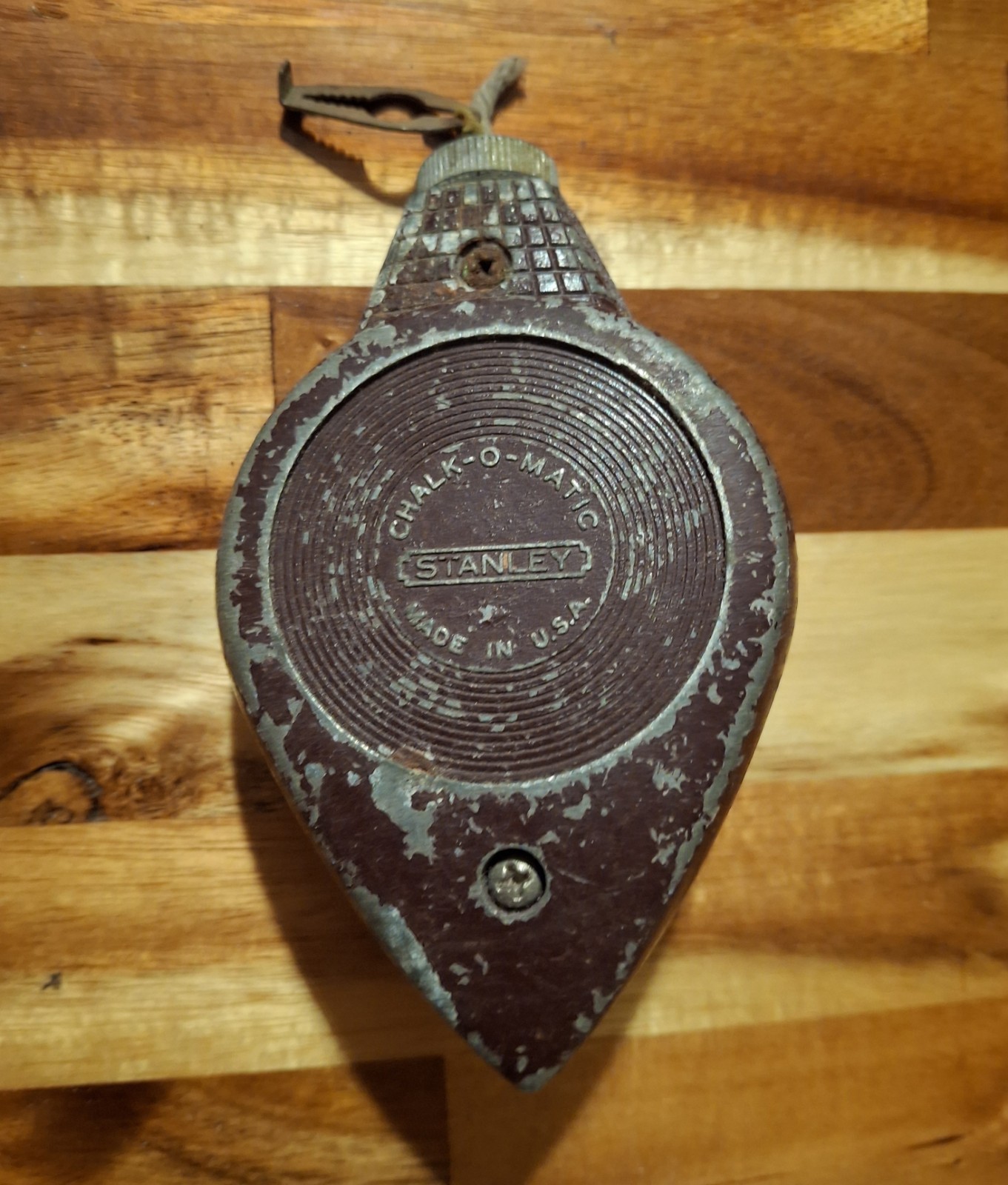 Vintage Stanley Chalk-O-Matic 47-100’  Blue Chalk Line Tool Reel 