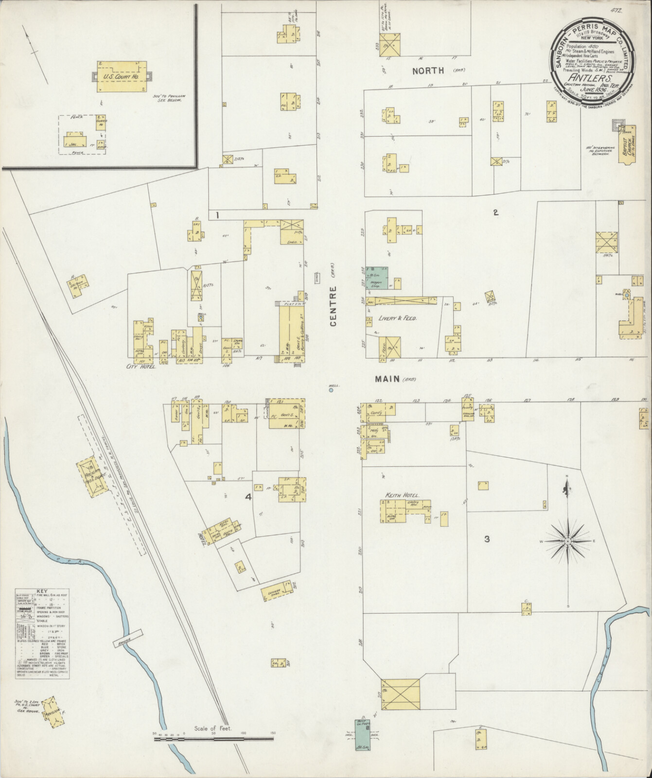 1896 Very Detailed COPY City Map Antlers   Oklahoma Perfect for researchers