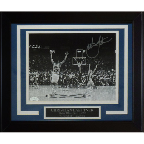 Christian Laettner Autographed Duke Blue Devils (The Shot Celebration BW) Deluxe