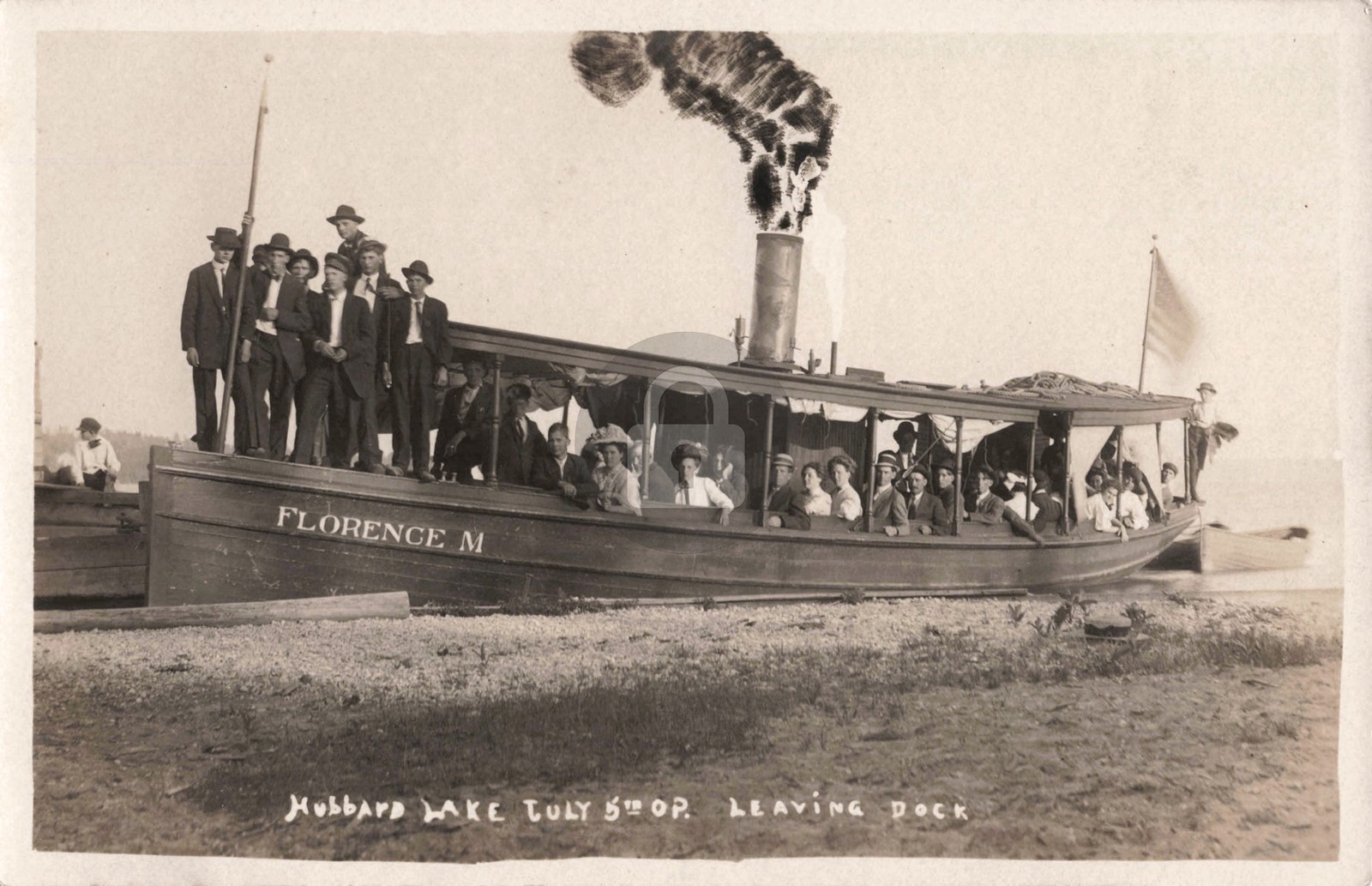 Hubbard Lake, Leaving Dock MI Michigan 1909 RPPC Photo Postcard COPY Hubbard Lake, Leaving Dock MI Michigan 1909 RPPC Photo Postcard COPY