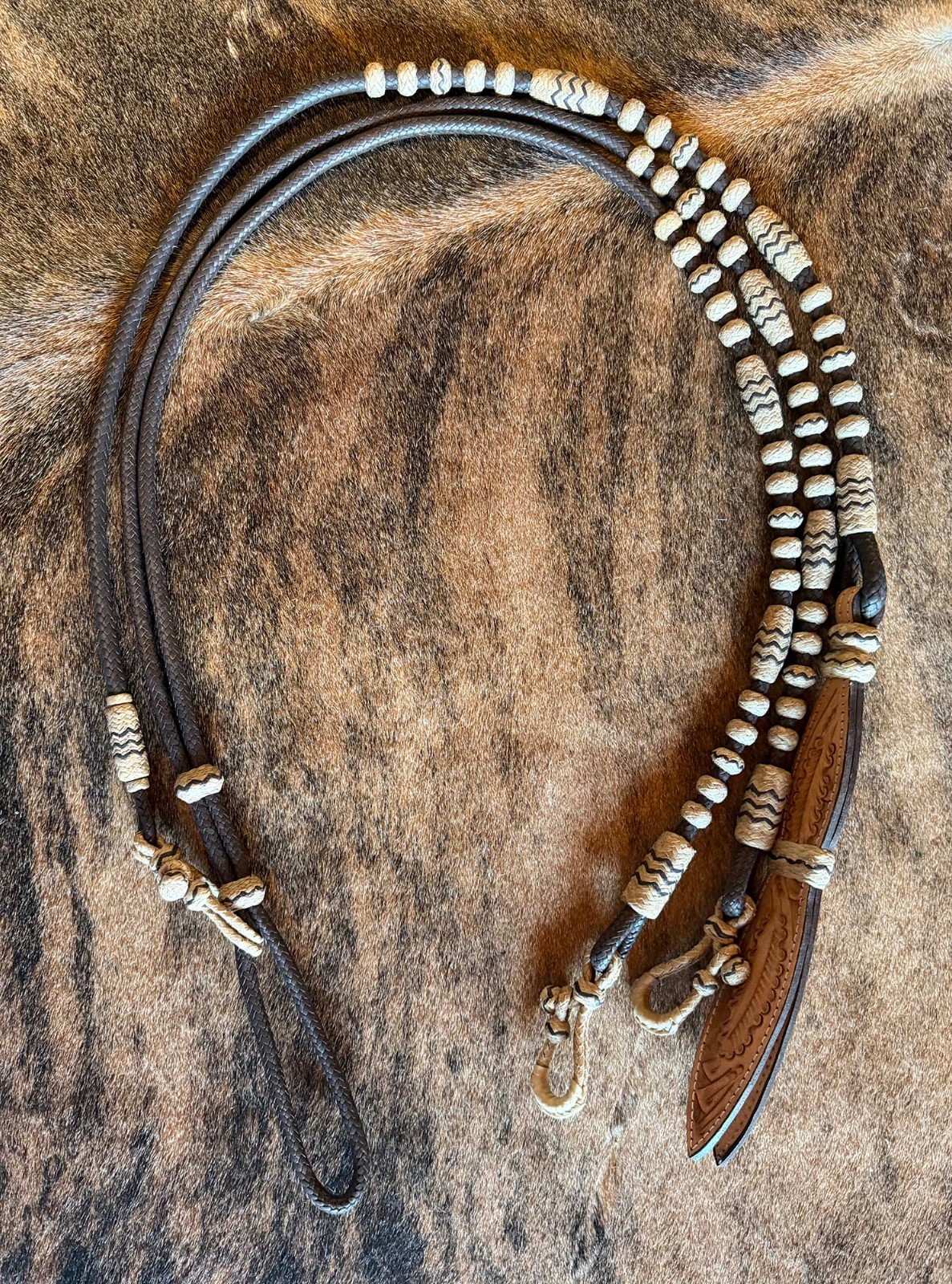 PRETTY 16 PLAIT KANGAROO & RAWHIDE ROMAL REINS Signed By Steve Guitron Of CA #2
