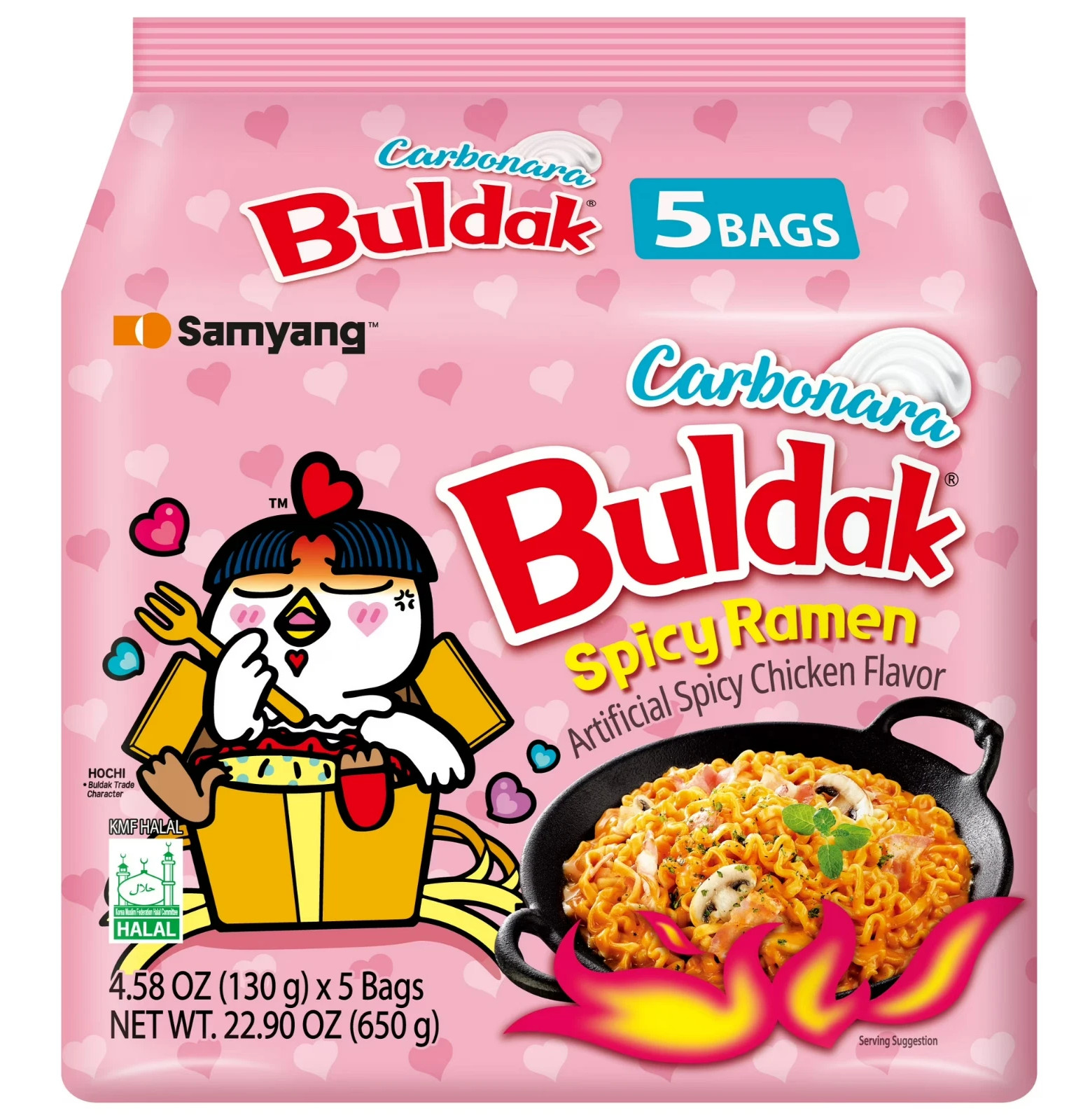 Samyang Spicy Chicken Noodle Carbonara Flavor Ramen, 4.58 oz, 5 Pack New