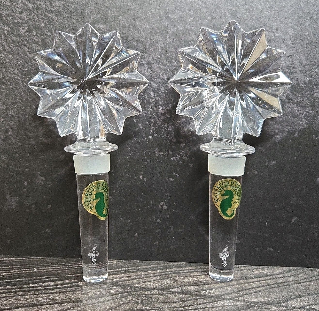 Waterford Crystal Star of Erin Bottle Stopper Pair Marshall Field\'s Exclusive EC