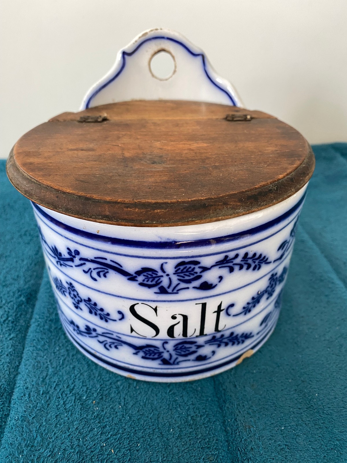 Antique Hanging Salt Cellar With wood Top Made In Germany