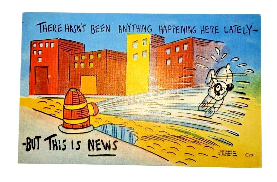 Vintage E C Kropp Comic Postcard Fire Hydrant Humor Milwaukee C79 Unposted