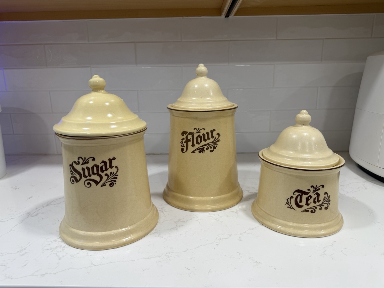Vintage Pfaltzgraff Flour Sugar Tea Canisters Set of 3 with Lids Stoneware