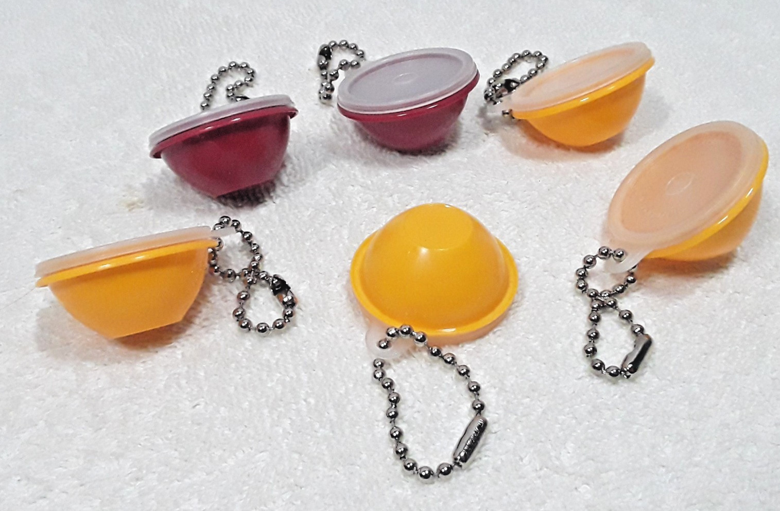 Vintage Tupperware Keychain Bowl Mini Miniature Wonderlier Lid 1306 LOT of 6