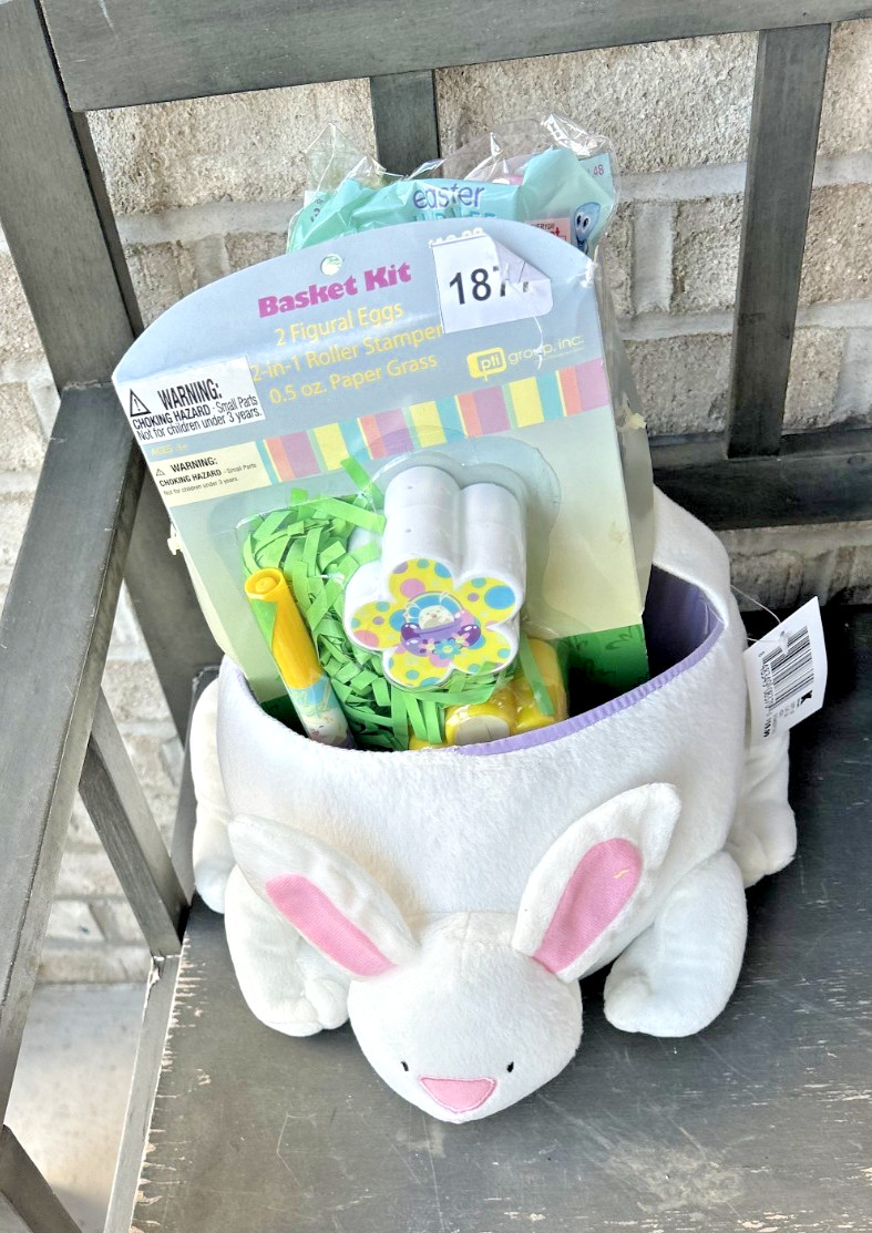 Vintage Kmart Easter Bunny Basket PTI Group NWT Plush Basket Eggs Toys Set