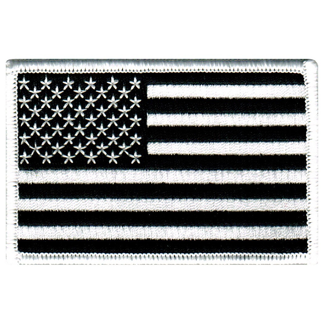AMERICAN FLAG PATCH embroidered iron-on US BLACK WHITE MILITARY United States AMERICAN FLAG PATCH embroidered iron-on US BLACK WHITE MILITARY United States