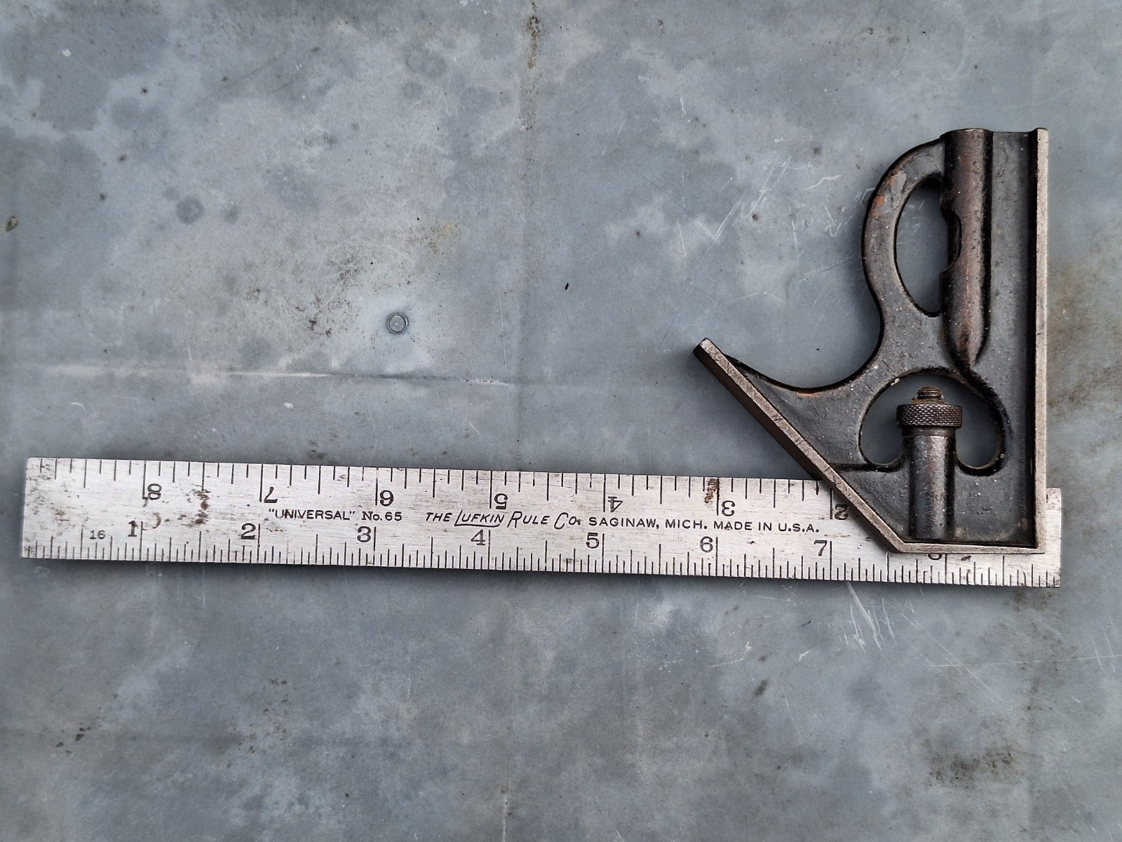 Vintage LUFKIN Universal No. 65  9” Combination Square Saginaw Mich. USA
