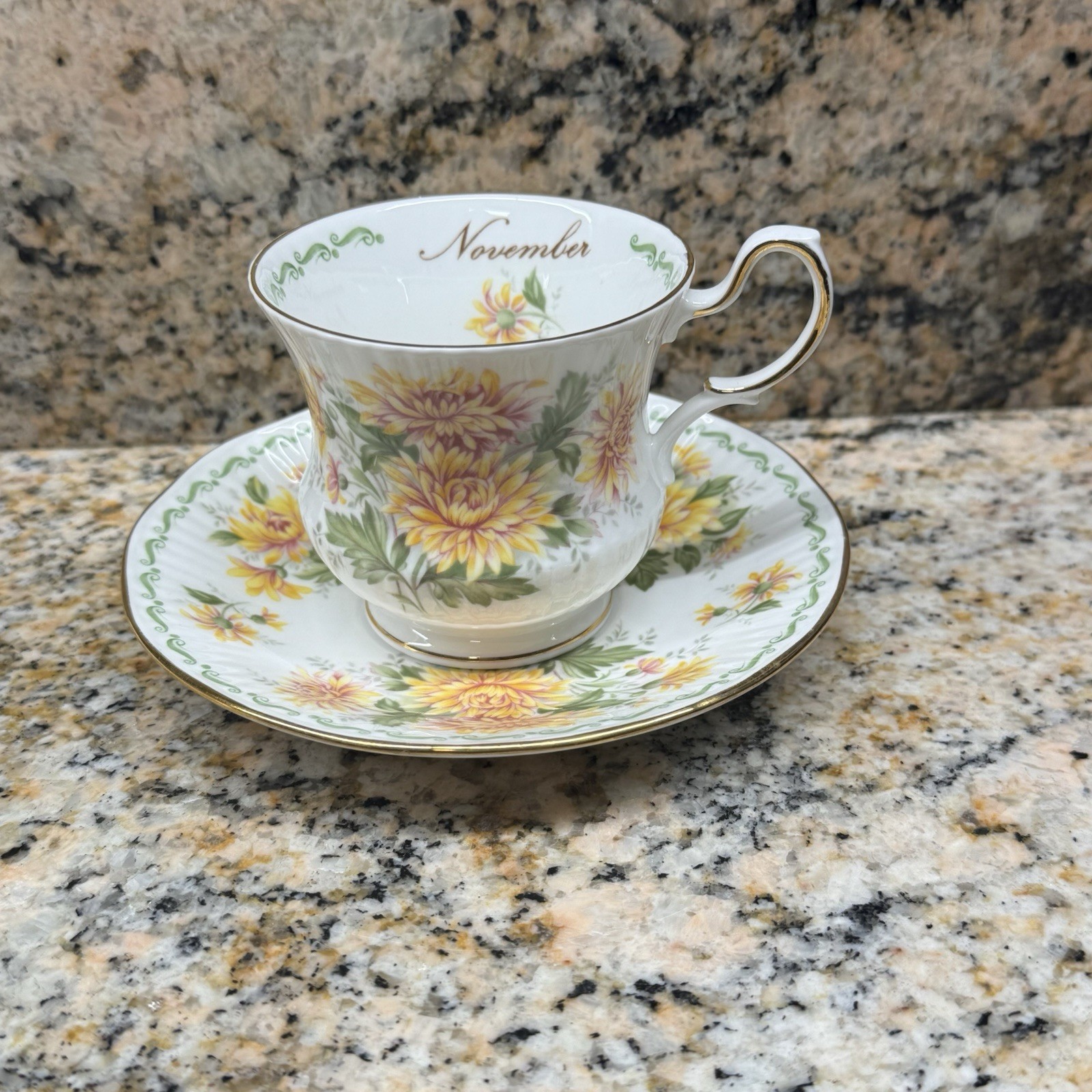 Special Flowers Rosina Queens Fine Bone China Saucer and Cup “November”