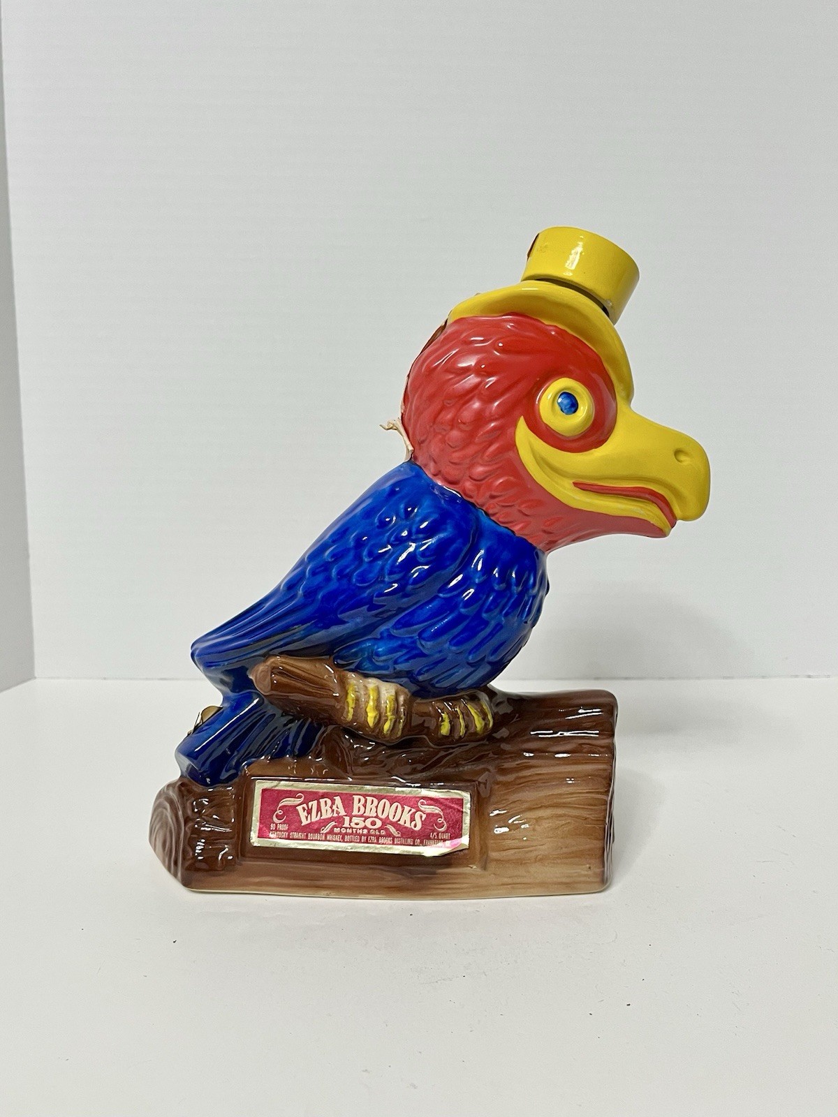 Vintage Ezra Brooks Bird Decanter 1969 Kansas KU Jayhawks Mascot Whiskey