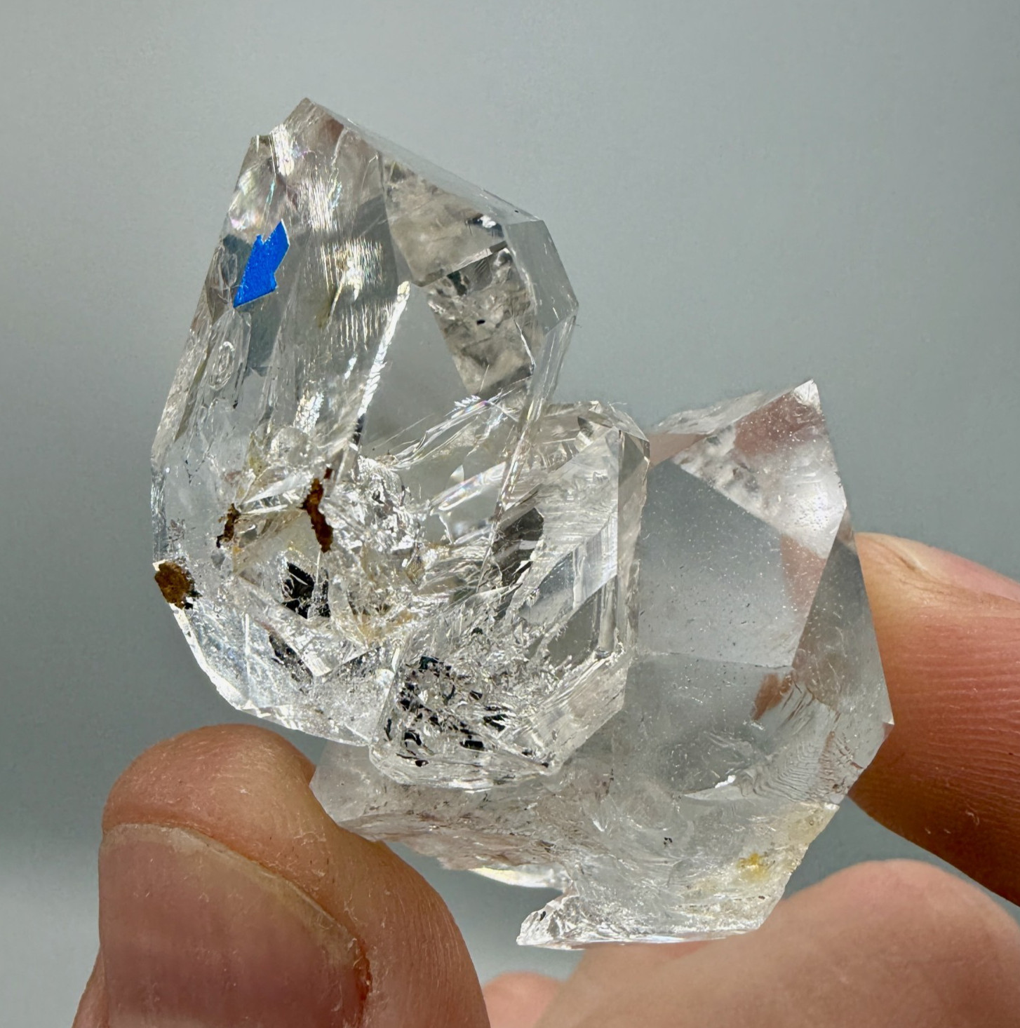 38.35 g Enhydro Herkimer Diamond Gem Cluster w/ Moving Gas Bubble