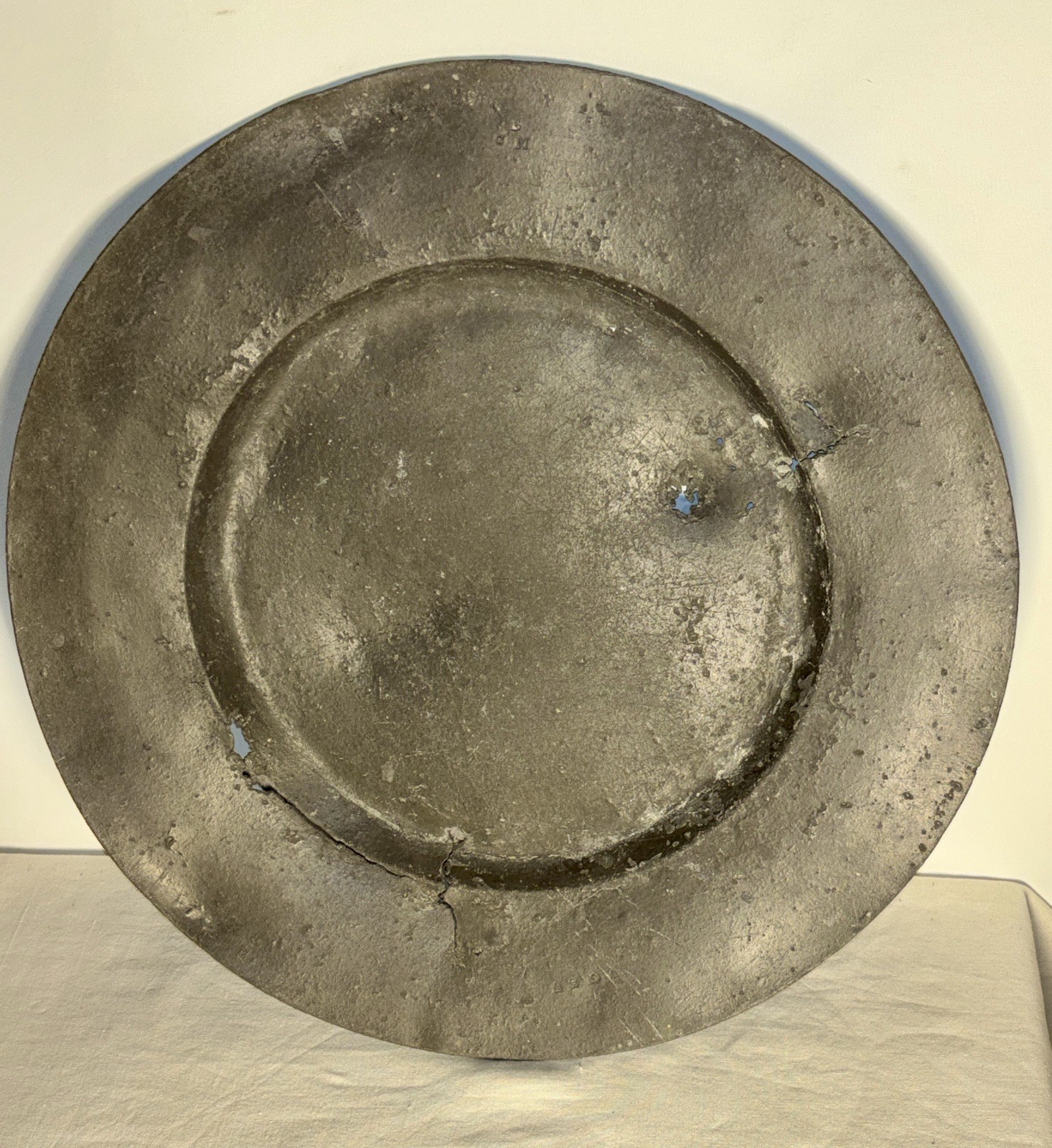 Rare 17thC Scottish Pewter Charger 18” David Inglis Edinburgh Antique c1690