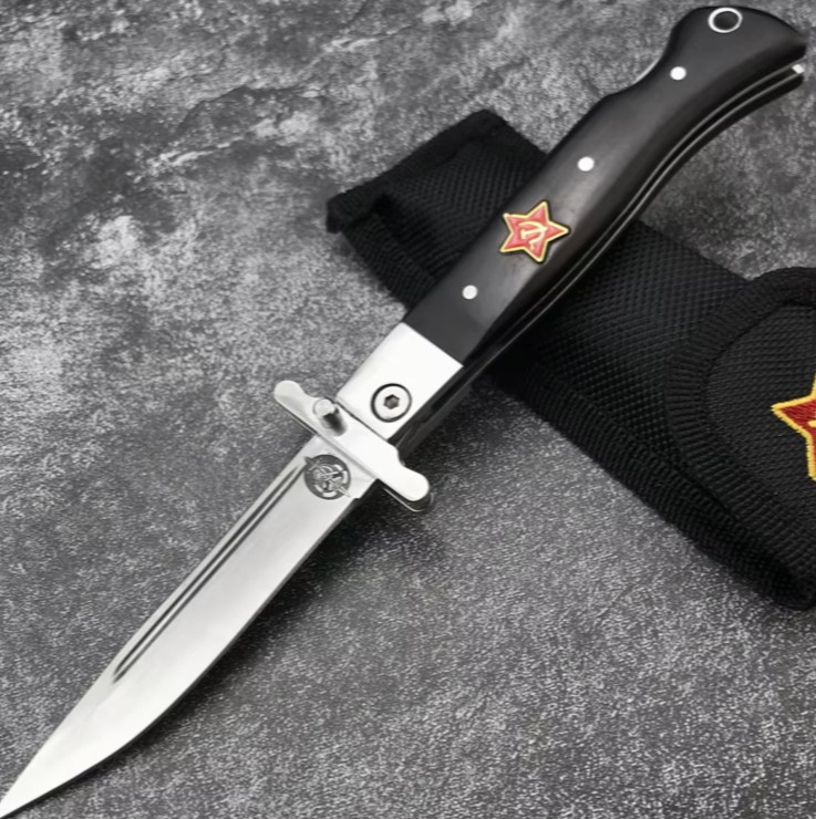Russian Finka Manual Folding Knife Functional Collectable-handle color is Brown