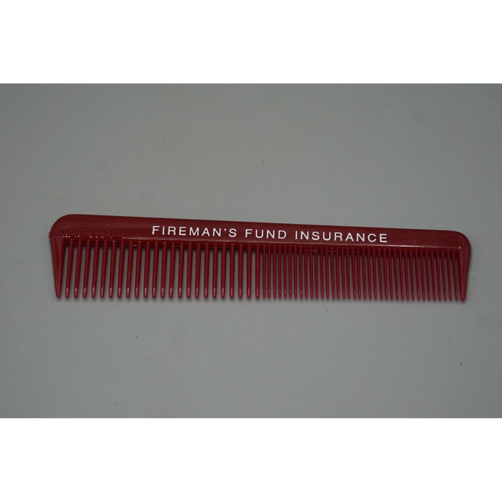 Vintage Fireman's Fund Insurance Advertising Pocket Comb Unbreakable Maroon 5in Vintage Fireman's Fund Insurance Advertising Pocket Comb Unbreakable Maroon 5in