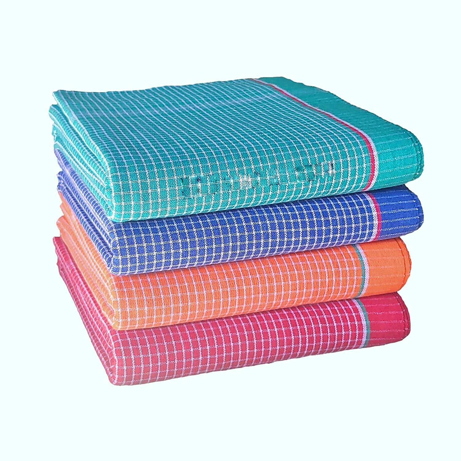Cotton Gamcha Bath Towels Pack of 4 Multicolor (33 x 70 Inch) US