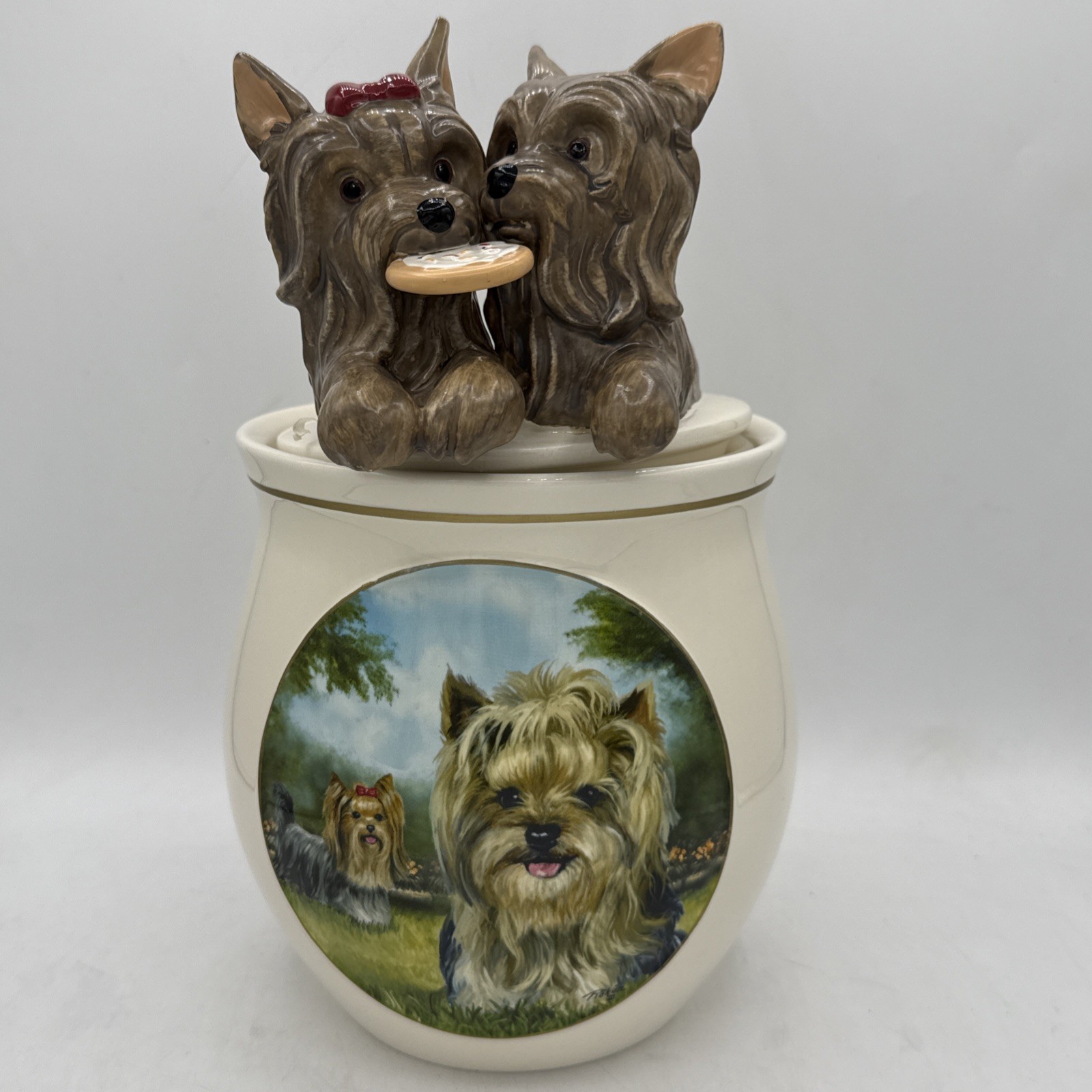 “Cookie Capers” The Yorkie Cookie Jar by Linda Picken Bradford Exchange VGC 2013