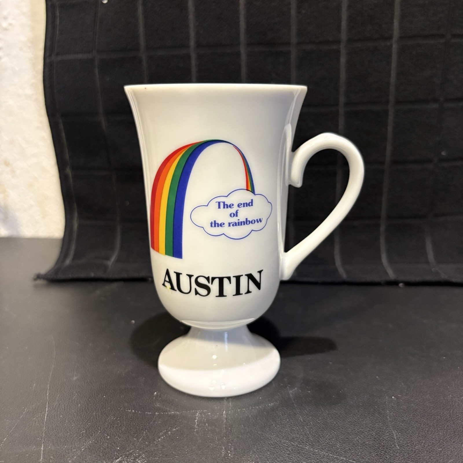 Vintage 1980s Papel Austin The End of the Rainbow Footed Coffee Mug Pride Retro
