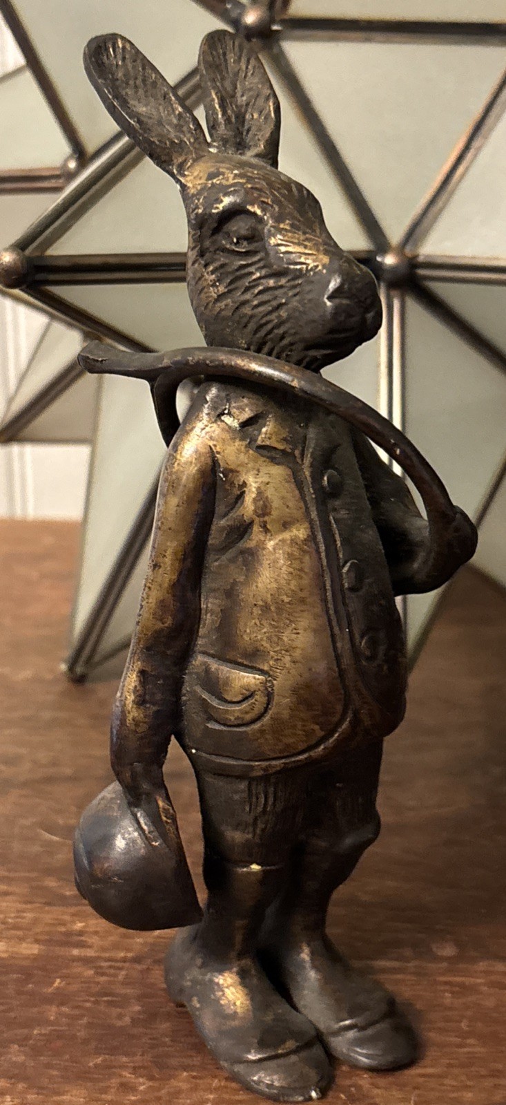 RARE VTG SPI Solid Dark Bronze Hare Rabbit Bunny Statue Sculpture Art Deco 7.5”