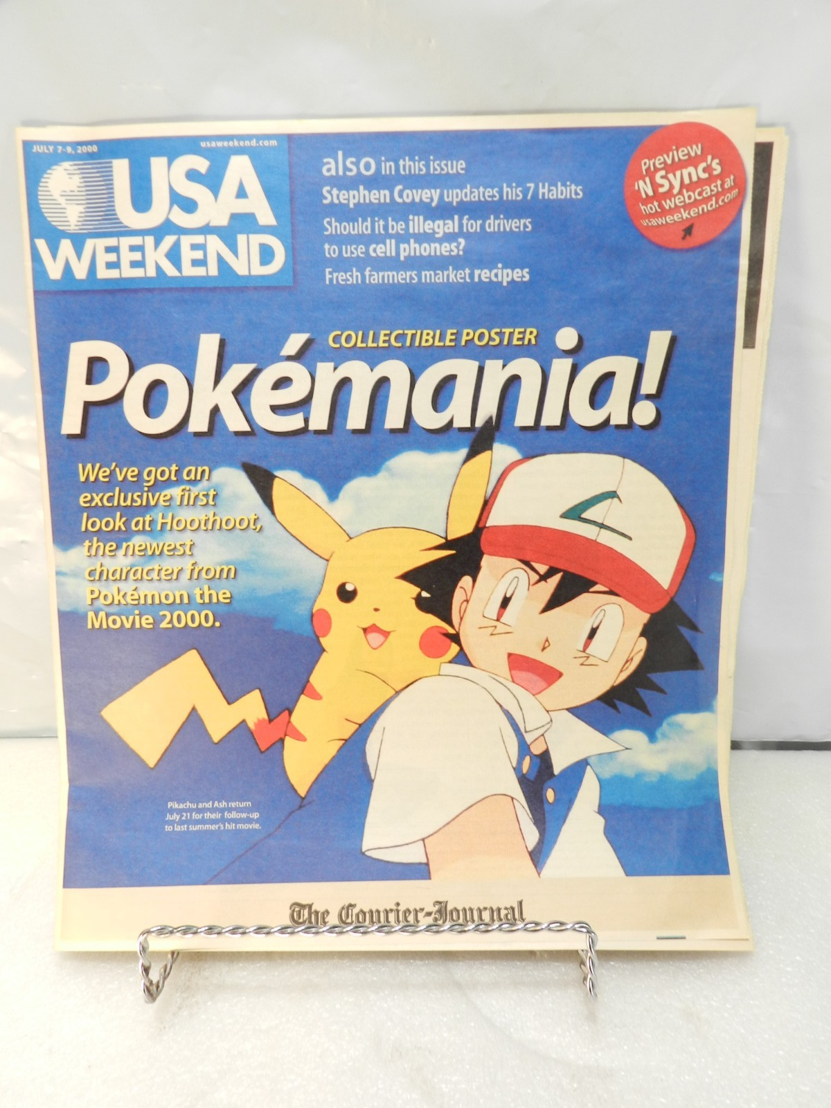Pokemon USA Weekend Magazine Collectors Hoothoot Poster July 2000  (Y34JJ)