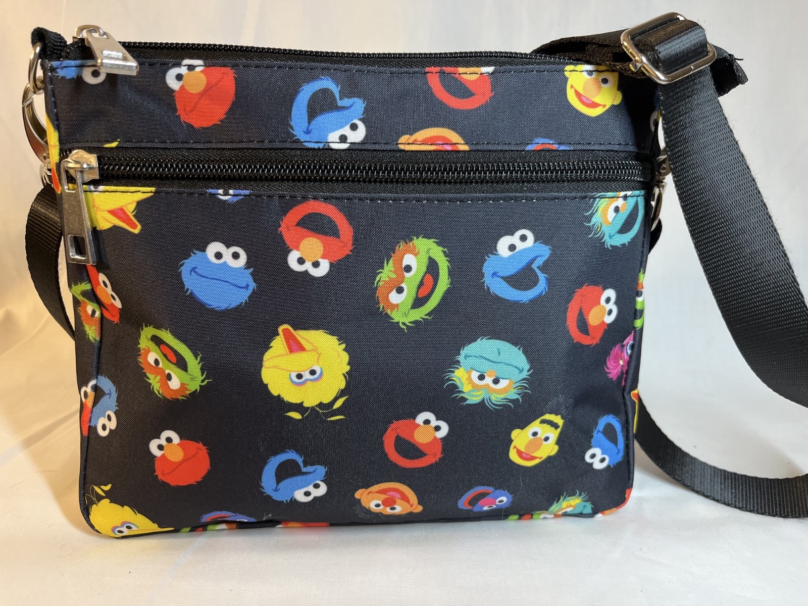 Vintage SESAME STREET Black Print Messenger Bag New