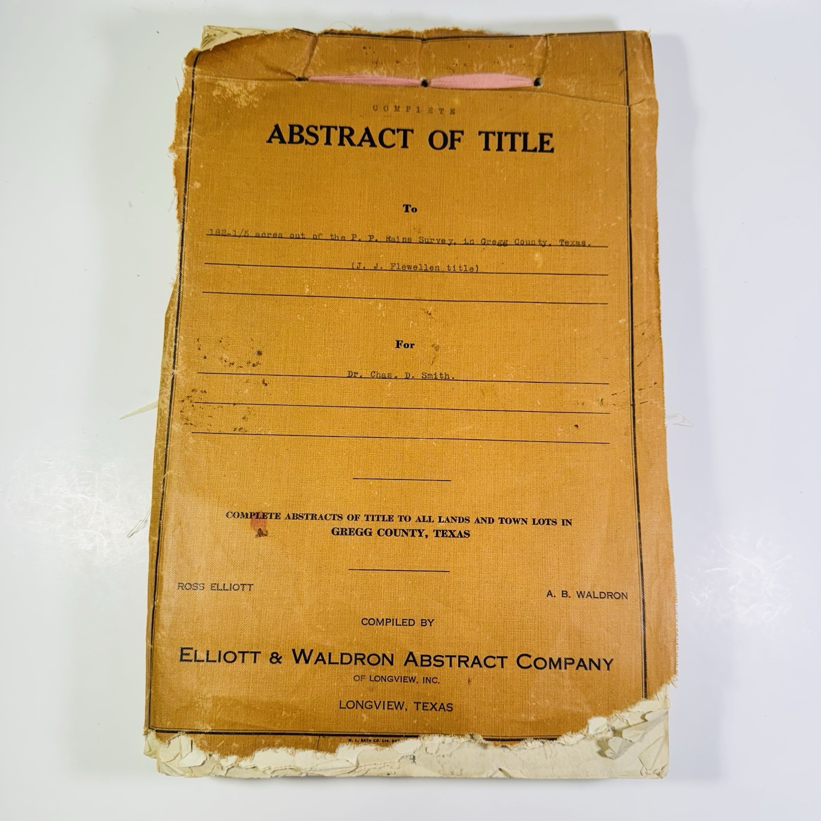 Antique Abstract of Title Longview Texas Early 1900s