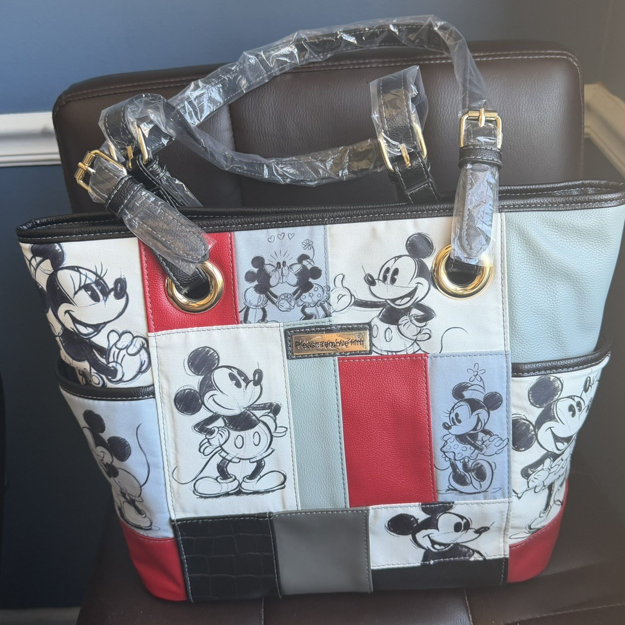 Disney Mickey & Minnie Patchwork Patches Of Love Tote Bag Bradford Exchange 12\ Disney Mickey & Minnie Patchwork Patches Of Love Tote Bag Bradford Exchange 12\