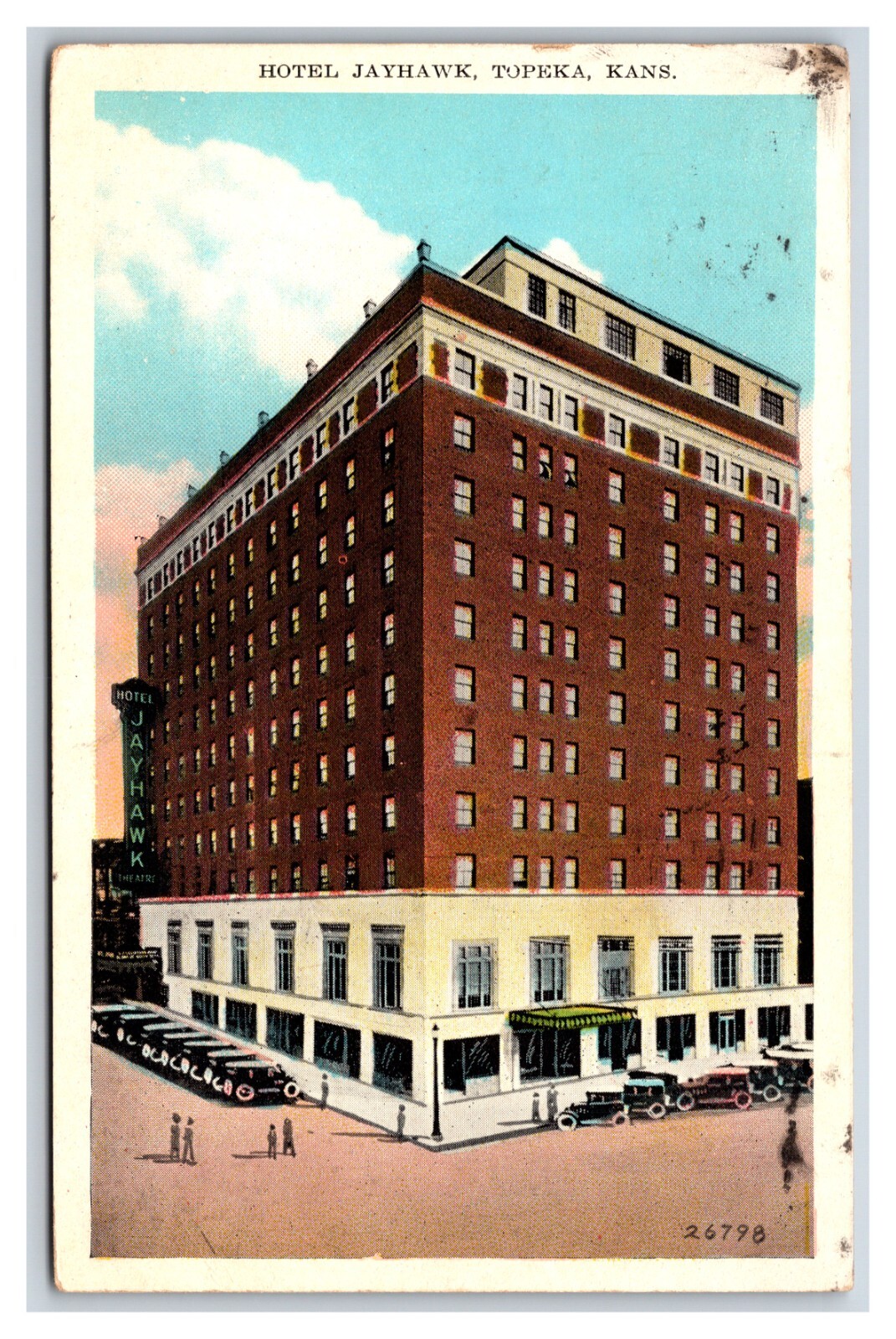 Hotel Jayhawk Topeka Kansas KS WB Postcard V12