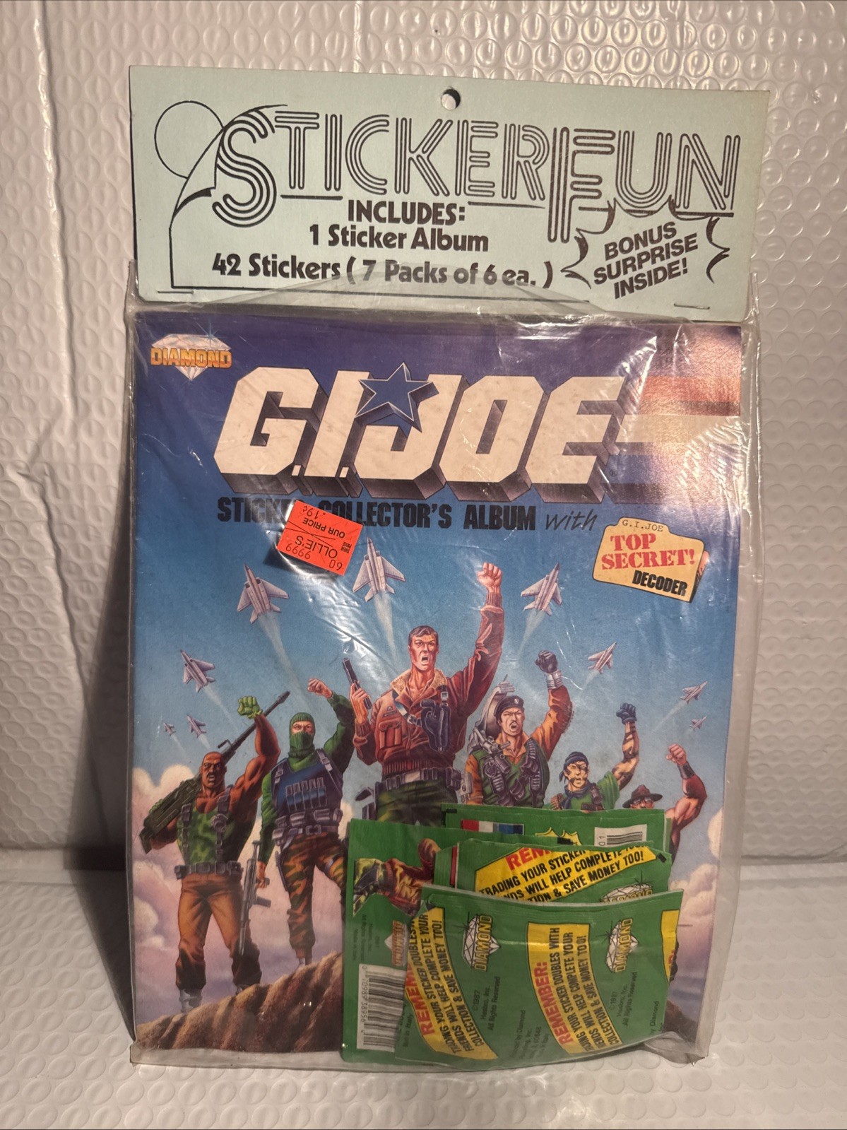 Lot/Vintage 1986 GI JOE Cartoon Diamond/Panini Hasbro Album Book+7 Sticker Packs