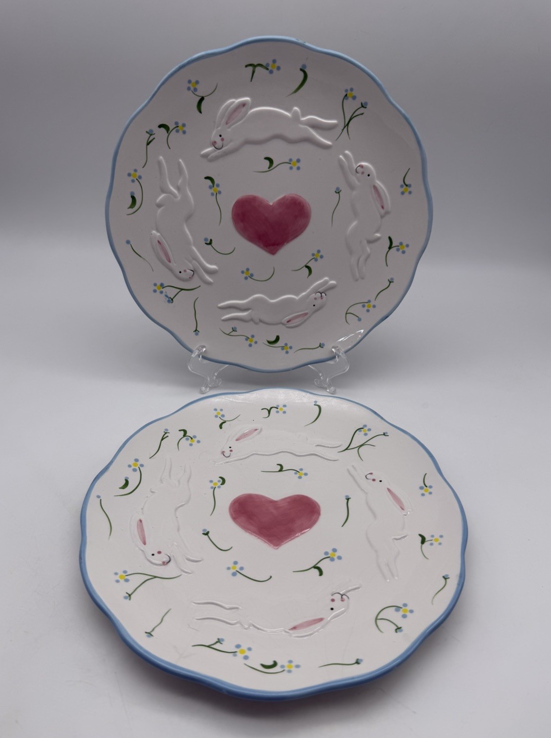1997 Enesco Pamela Silin-Palmer Easter Bunny Heart Decorative Plate Cottagecore