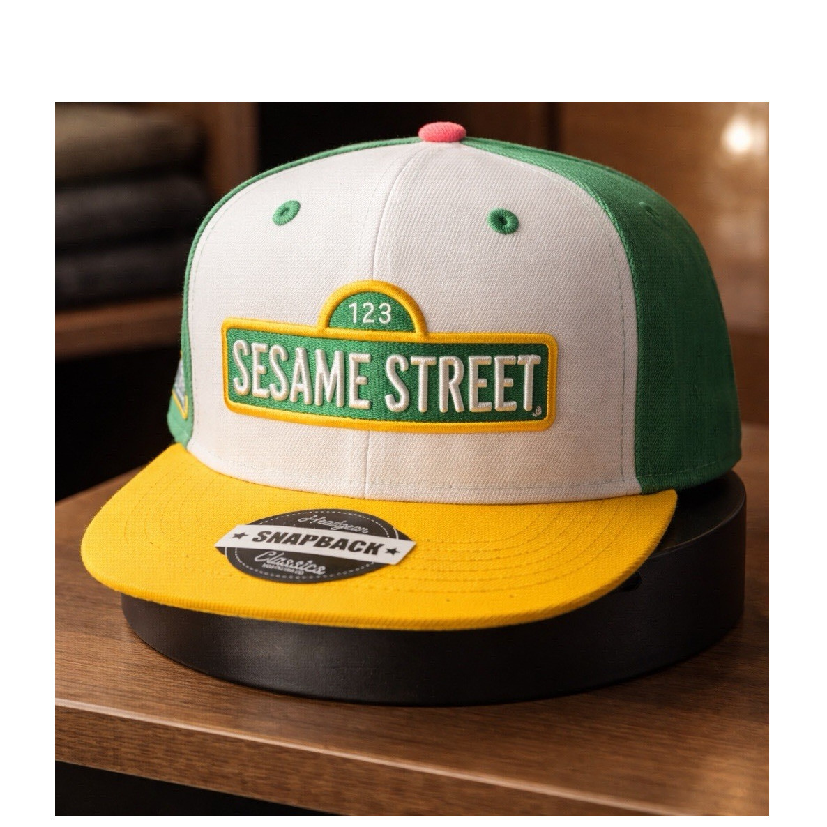 Headgear Classics Sesame Street Snapback Hat Green White Yellow Animation $$30