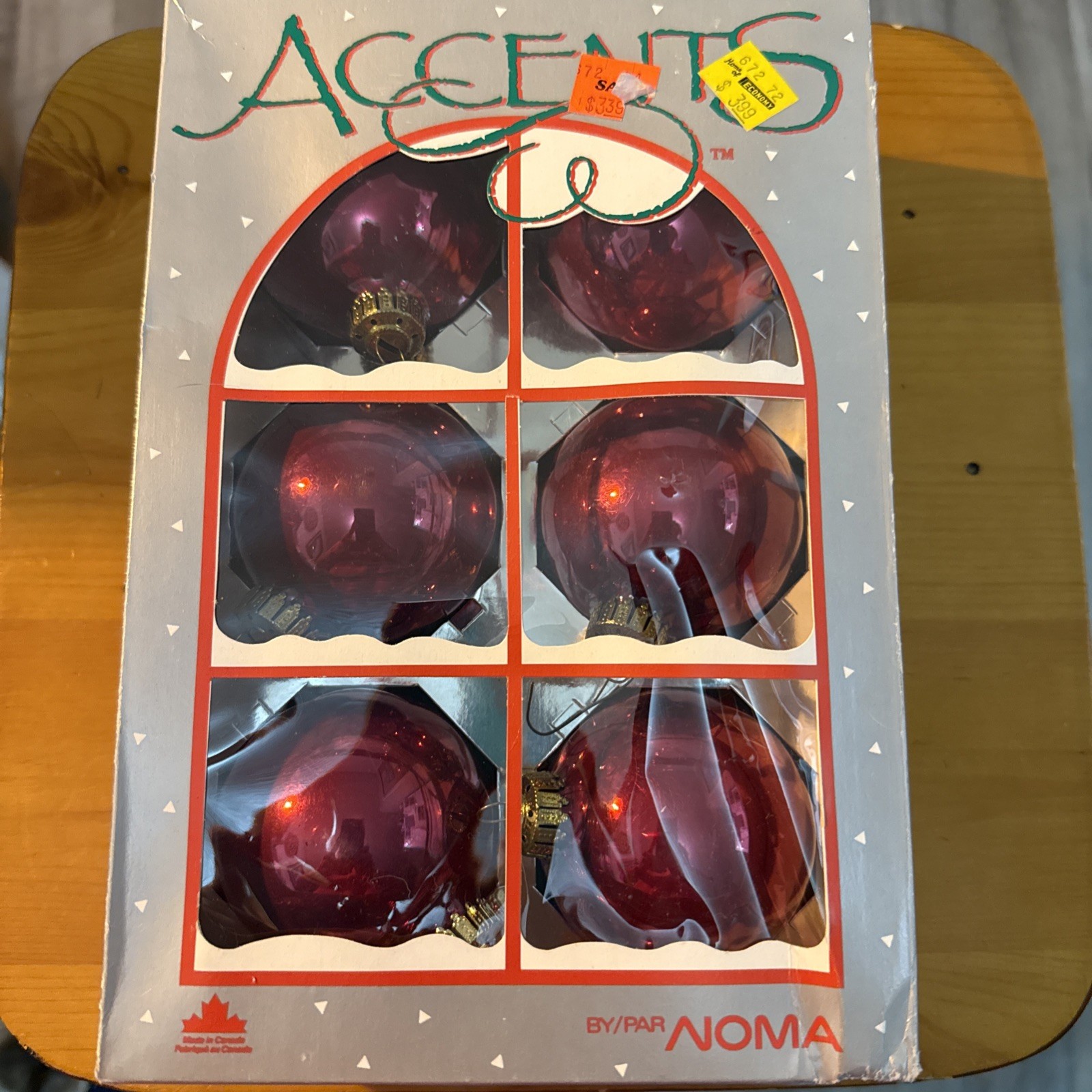 Noma Accents Red Pink  Glass Christmas ornaments Vintage lot
