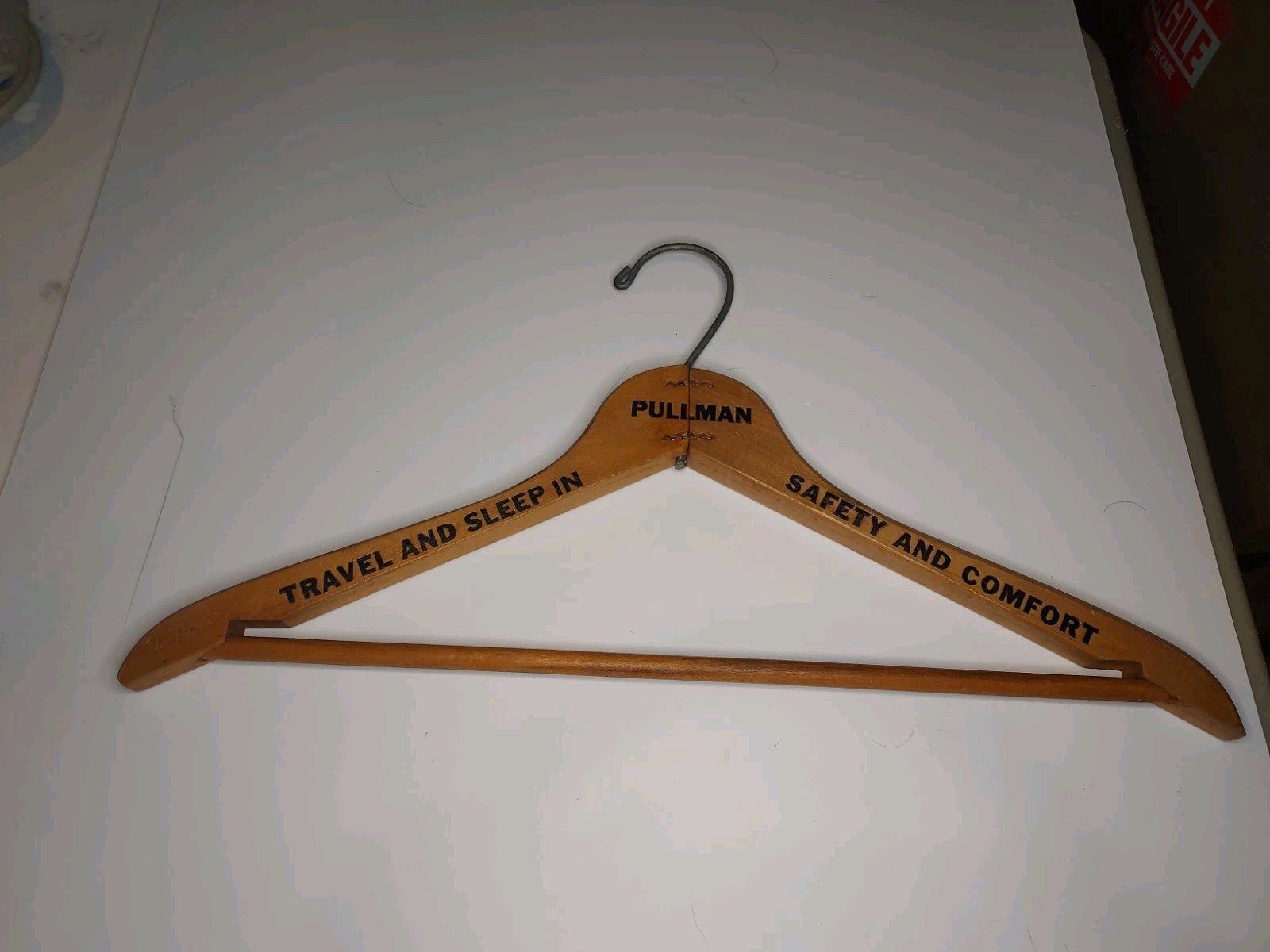 Vintage Pullman Train Wooden Hanger Travel Sleep in Safety & Comfort Railroad