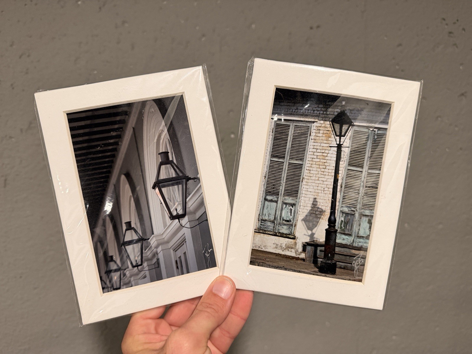 Pair New Orleans French Quarter Street Lamp Photography Prints Matted Signed