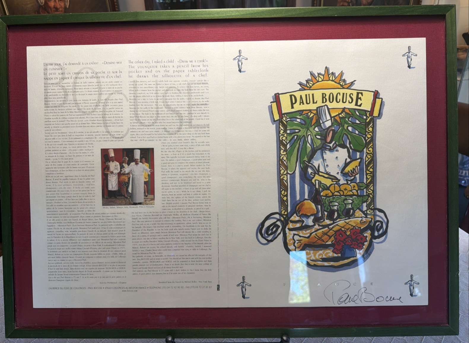 Vintage Paul Bocuse French Menu Signed And Framed