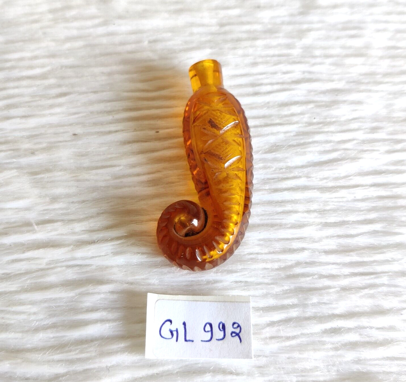 19c Antique Victorian Golden Fish Shape Perfume Bottle Rare Collectible GL992