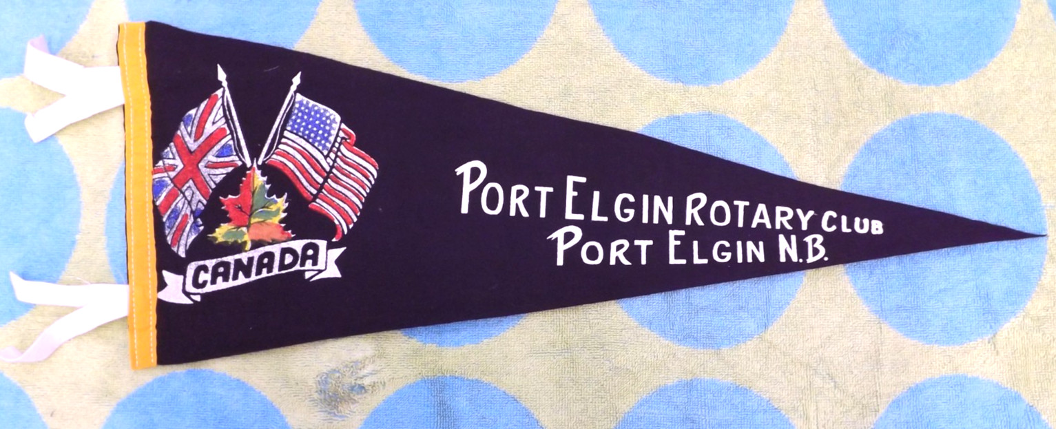 VTG. 1960s PORT ELGIN ROTARY CLUB PENNANT BANNER FLAG 22\ VTG. 1960s PORT ELGIN ROTARY CLUB PENNANT BANNER FLAG 22\