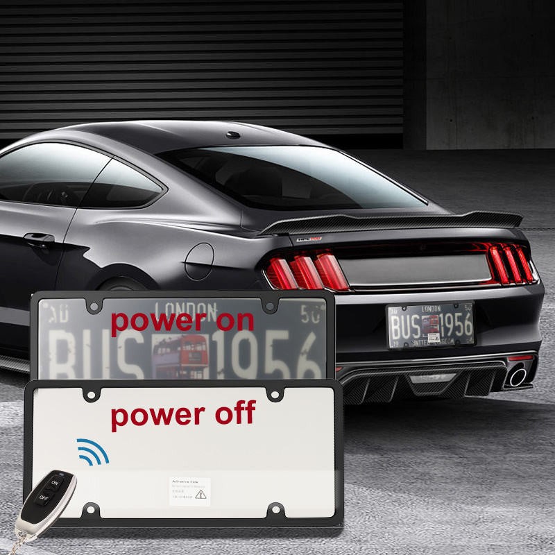 2PCS | Front & Rear PTP Electronic Automobile License Plate Blur Cover & Frame