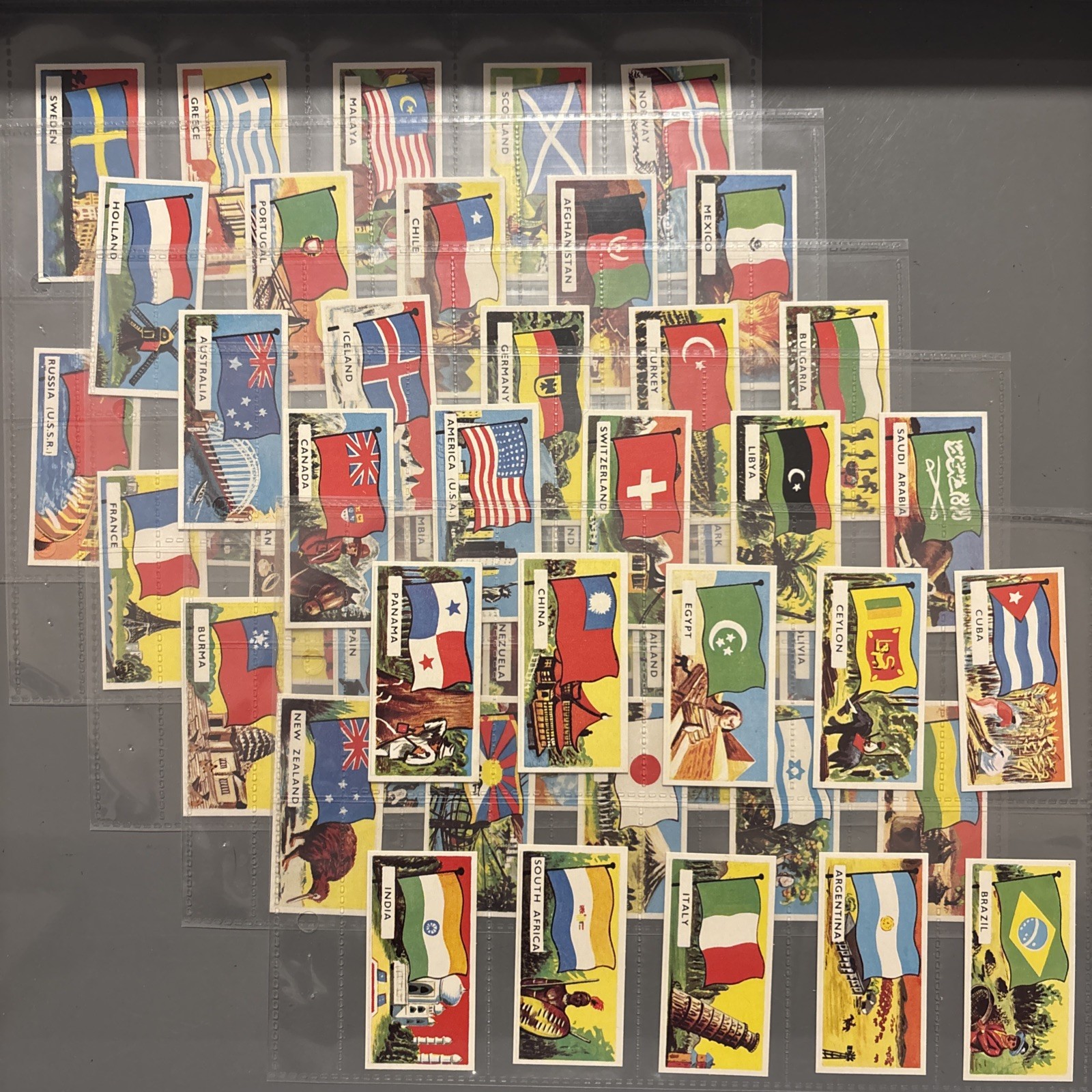 Vintage 1959 Kane Confectionary Cards Full Set of 50/50 - Flags Of All Nations