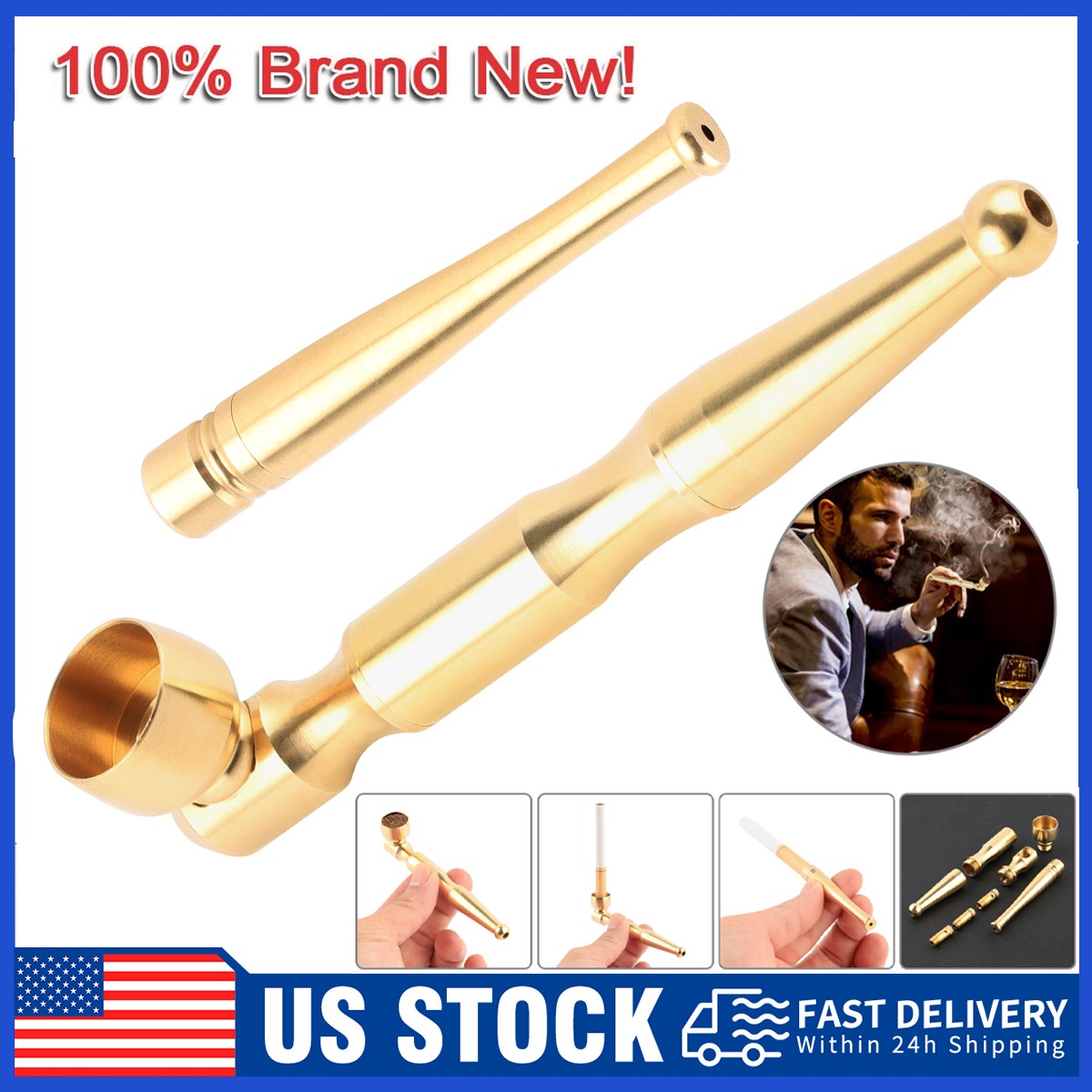 New Handmade Brass Tobacco Smoking Pipe Brass Metal Smoking Gift Pipes Set