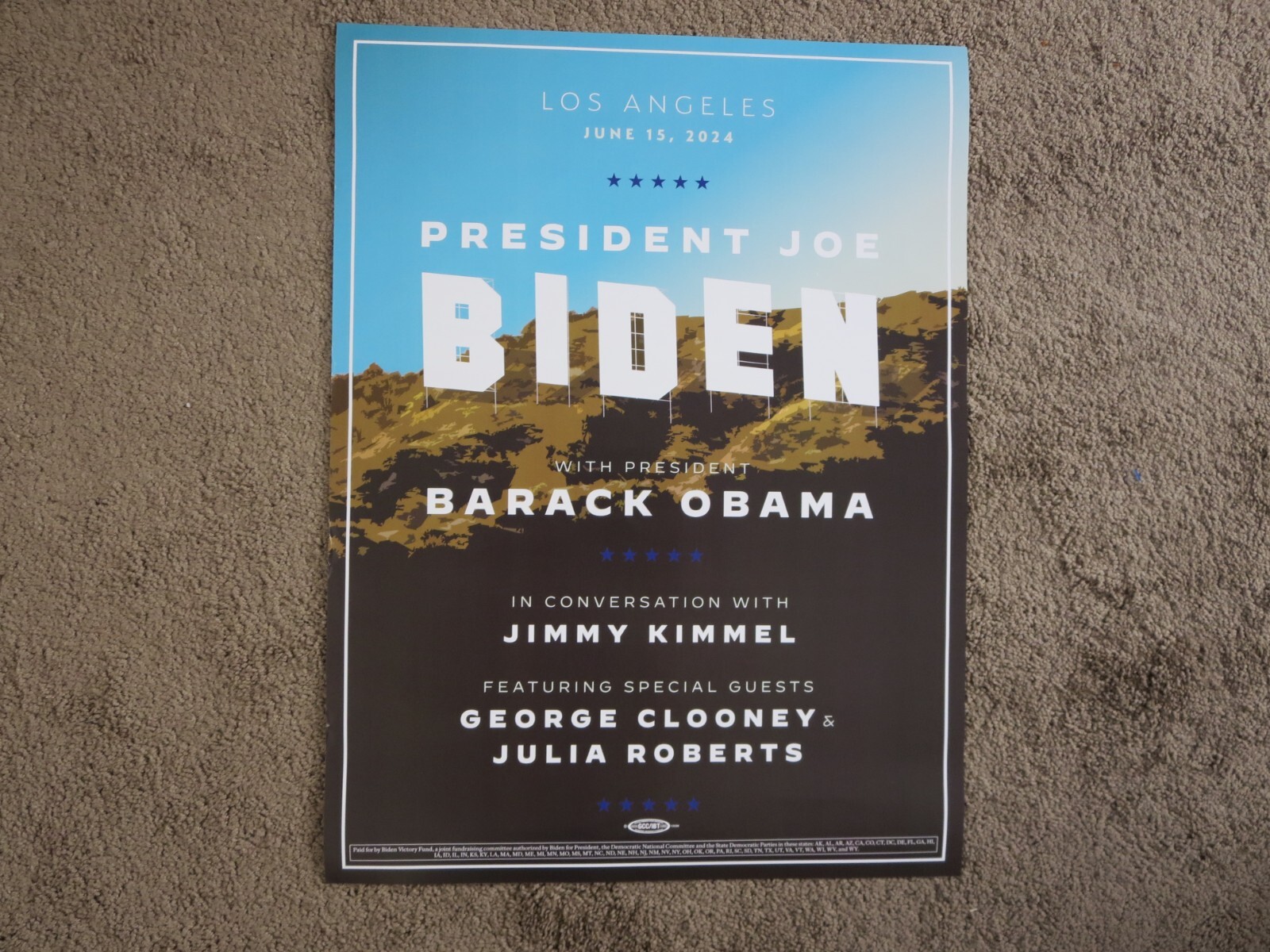 New An Evening with Joe Biden Barack Obama Jimmy Kimmel Los Angeles Poster