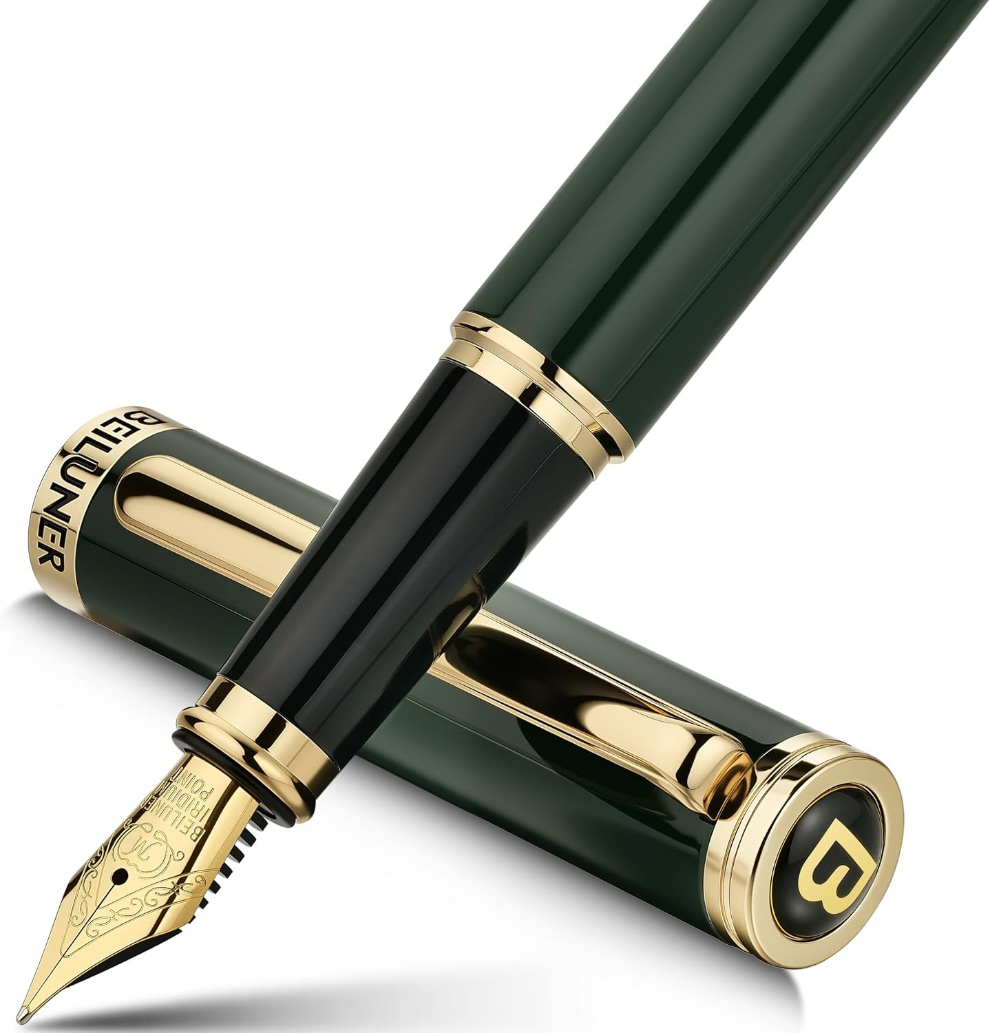 BEILUNER Racing Green Fountain Pen,Stunning Luxury Pens with 24K Gold Finish, Go BEILUNER Racing Green Fountain Pen,Stunning Luxury Pens with 24K Gold Finish, Go